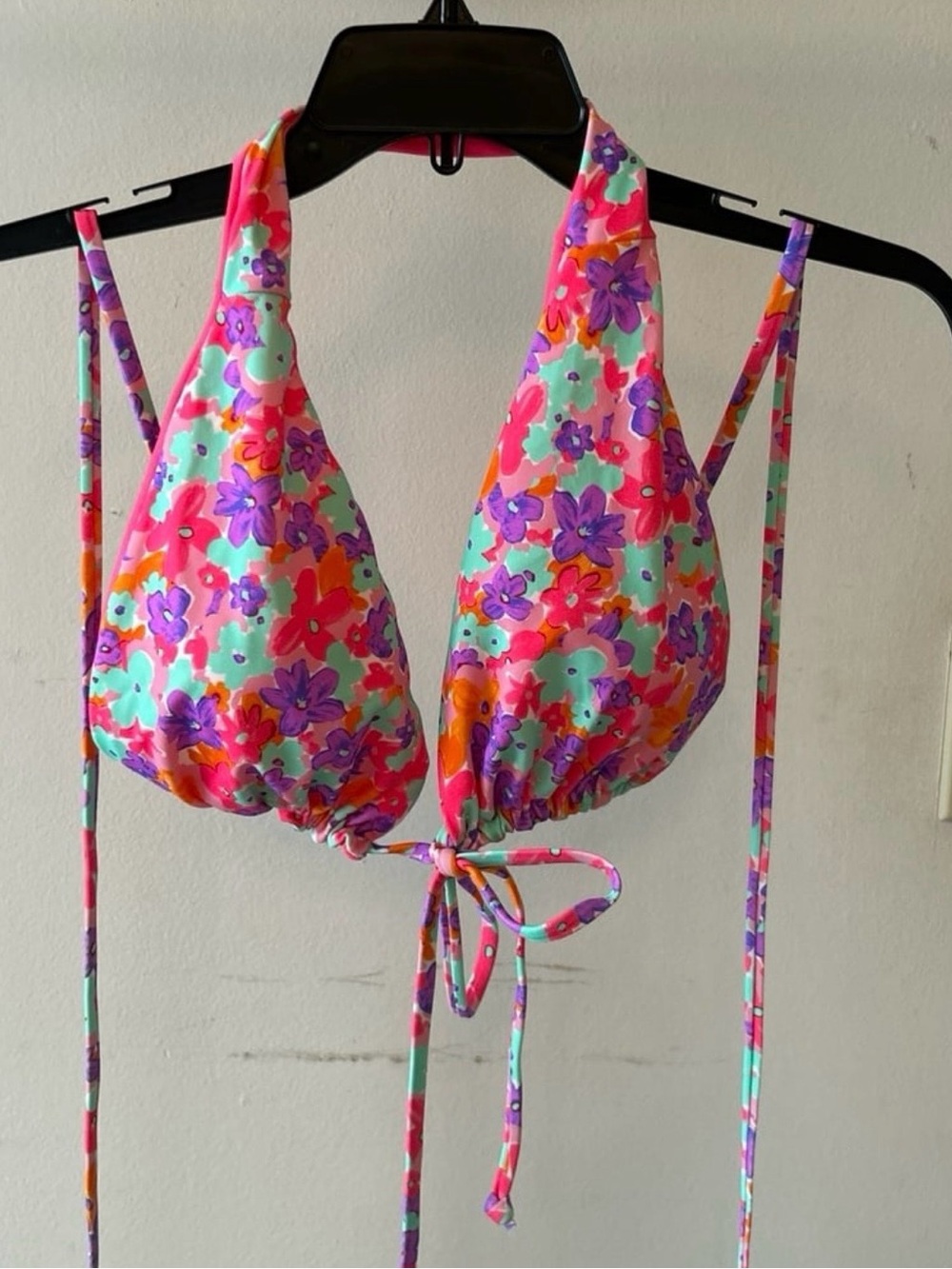 Ron Jon BRAND NEW Floral Triangle Bikini Top - Pink & Mint